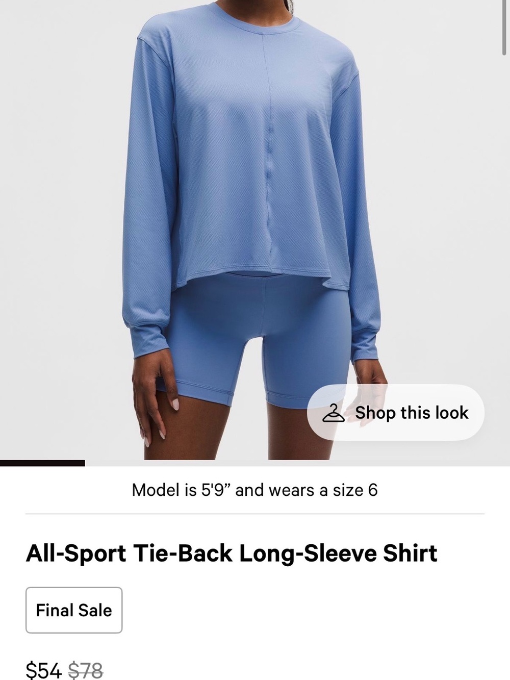 lululemon athletica Periwinkle Blue Tie-Back Long-Sleeve Top